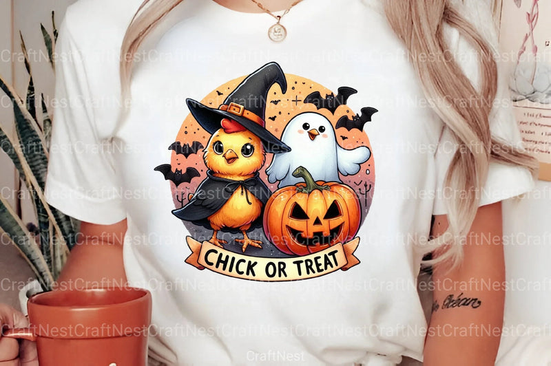 Chick or Treat: Retro Halloween Pumpkin & Funny Chicken Clipart Bundle - CraftNest - Digital Crafting and Art
