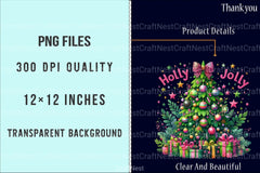 Colorful Glitter Holly Jolly Christmas Tree Pink Clipart Bundle - CraftNest - Digital Crafting and Art