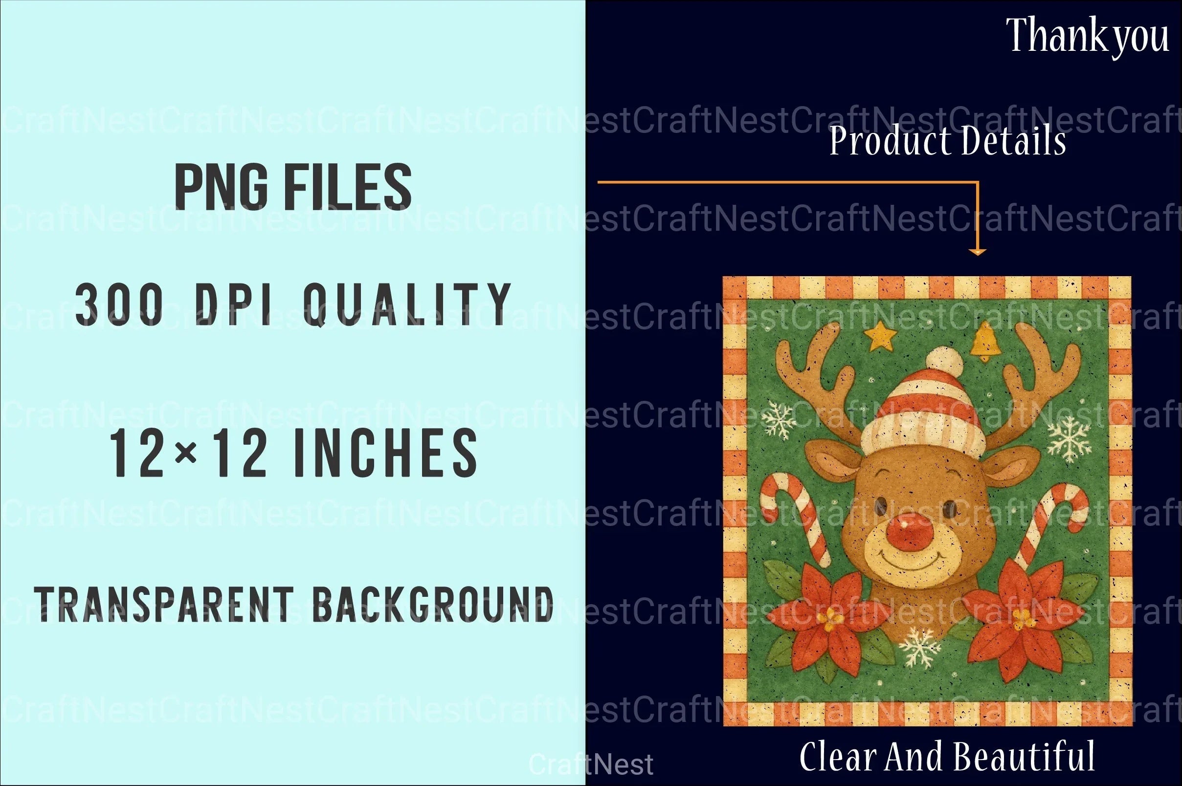 Vintage Christmas Reindeer Clipart Bundle - CraftNest - Digital Crafting and Art