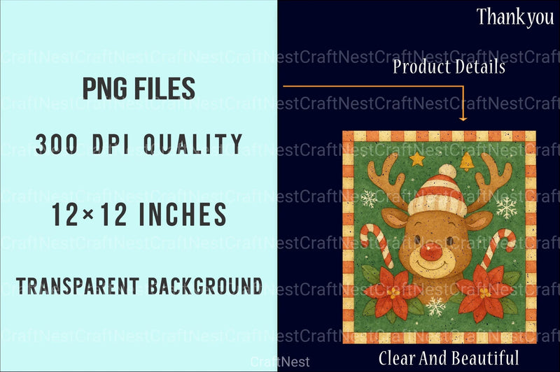 Vintage Christmas Reindeer Clipart Bundle - CraftNest - Digital Crafting and Art