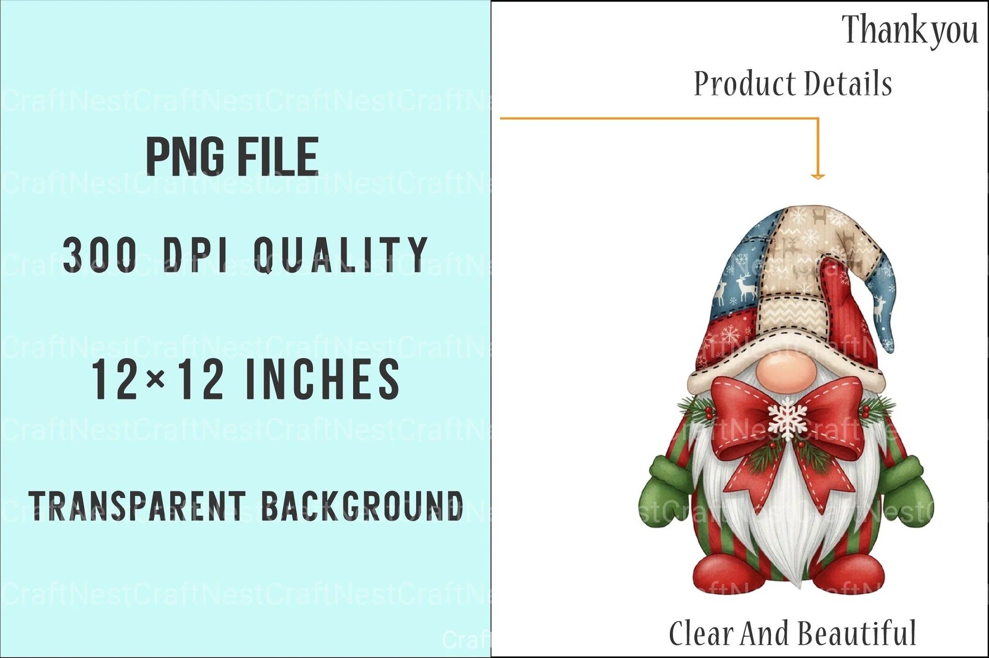 Christmas Gnome Patchwork Clipart Bundle - CraftNest - Digital Crafting and Art