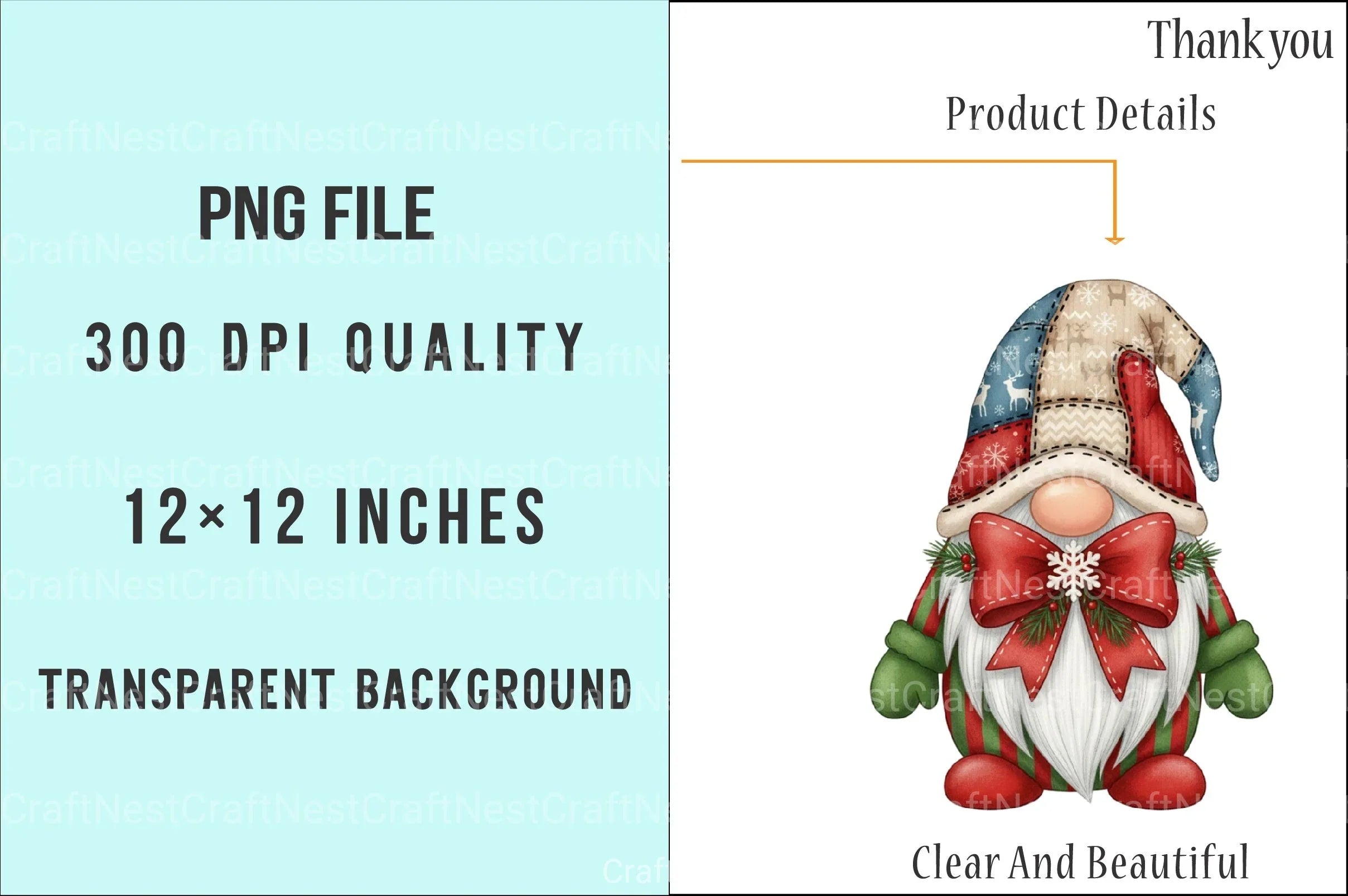 Christmas Gnome Patchwork Clipart Bundle - CraftNest - Digital Crafting and Art