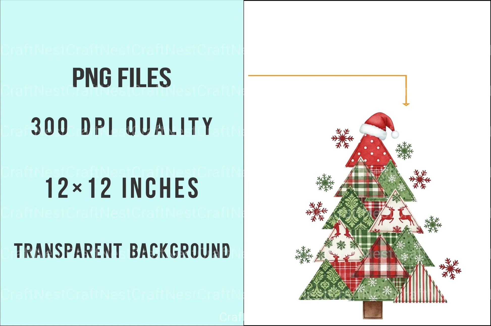 Patchwork Christmas Tree Preppy Clipart Bundle - CraftNest - Digital Crafting and Art