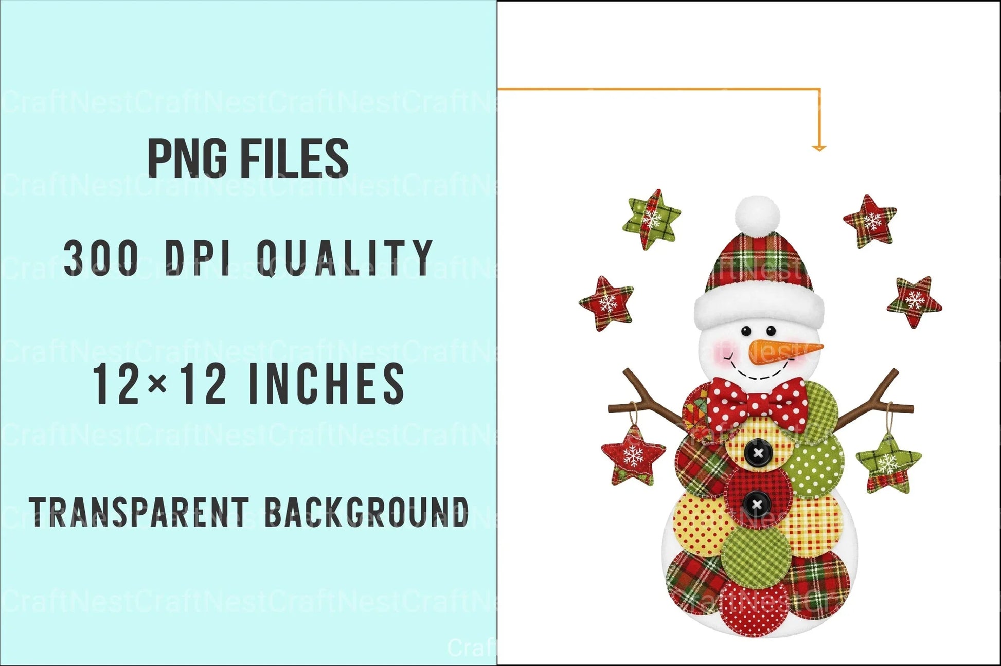 Patchwork Christmas Retro Snowman Clipart Bundle - CraftNest - Digital Crafting and Art