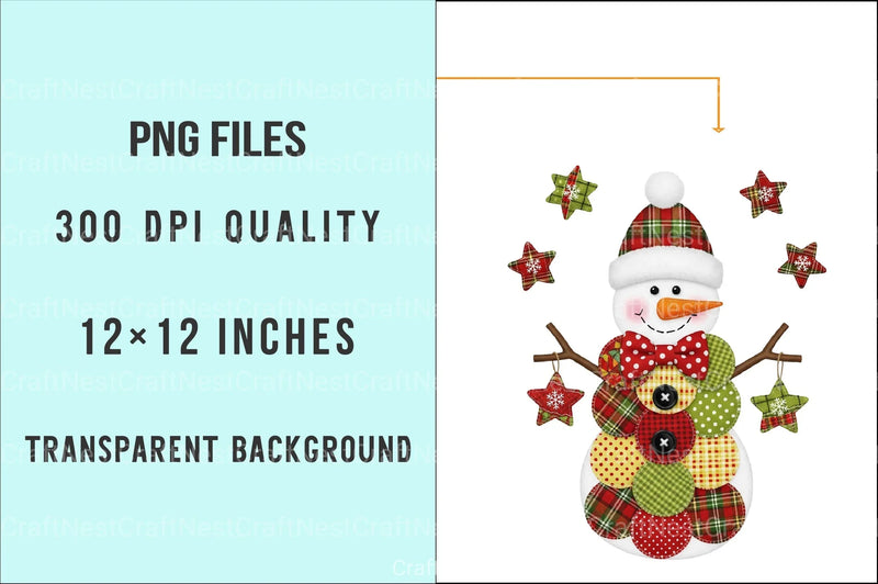 Patchwork Christmas Retro Snowman Clipart Bundle - CraftNest - Digital Crafting and Art