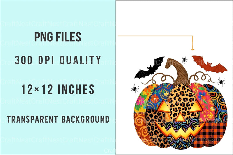 Patchwork Floral Pumpkin Halloween Clipart Bundle - CraftNest - Digital Crafting and Art