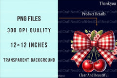 Red Bow Cherry Clipart Bundle - CraftNest - Digital Crafting and Art