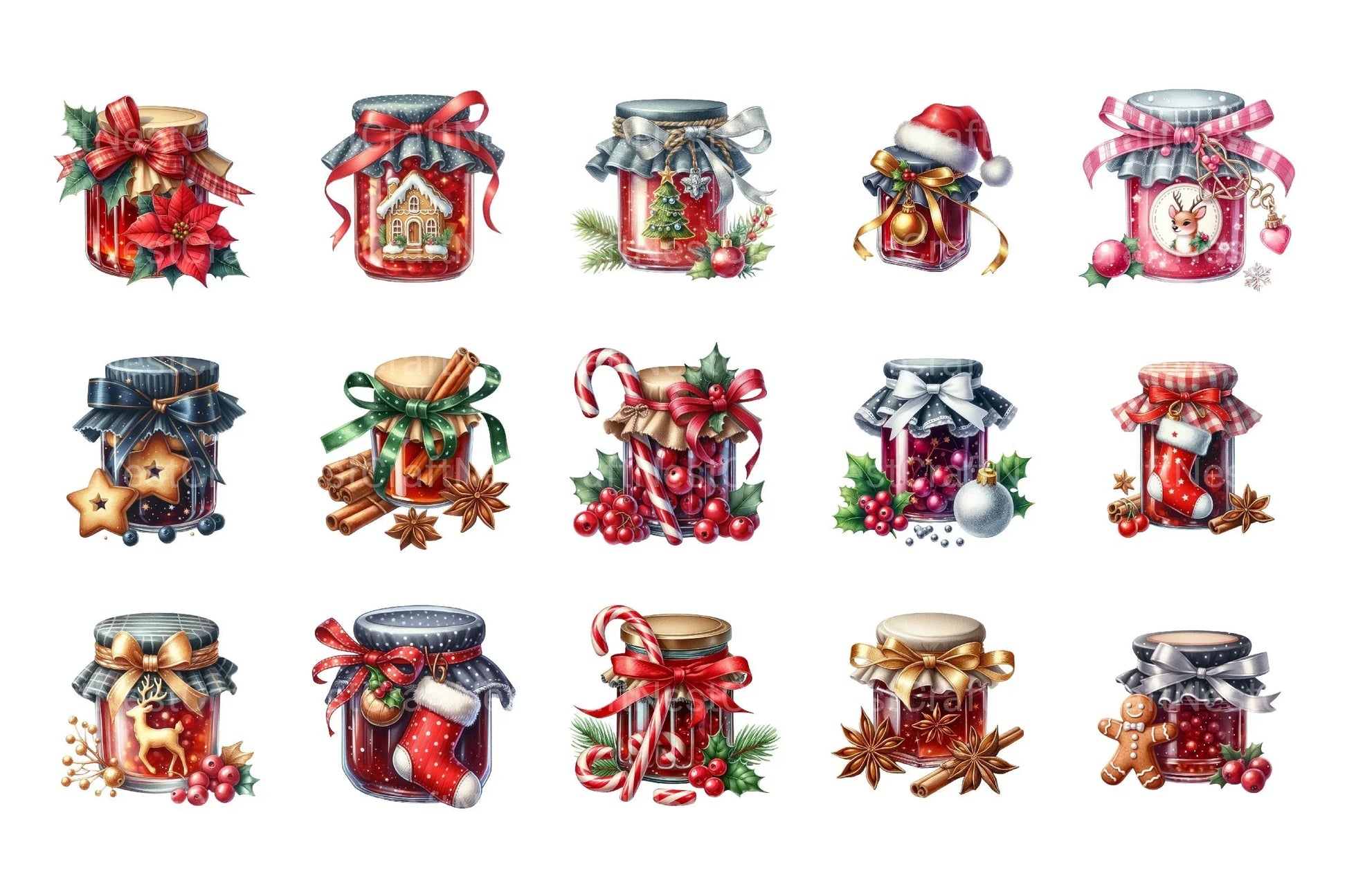 Christmas Jams in Jars: Festive Food Clipart Bundle - CraftNest - Digital Crafting and Art