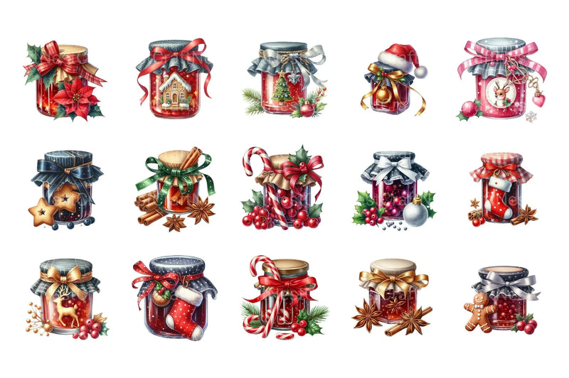 Christmas Jams in Jars: Festive Food Clipart Bundle - CraftNest - Digital Crafting and Art