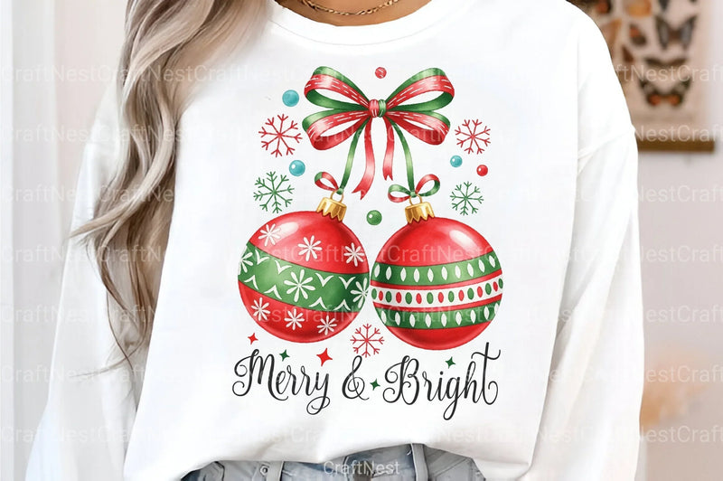 Merry & Bright Christmas Bow Cherries Clipart Bundle - CraftNest - Digital Crafting and Art