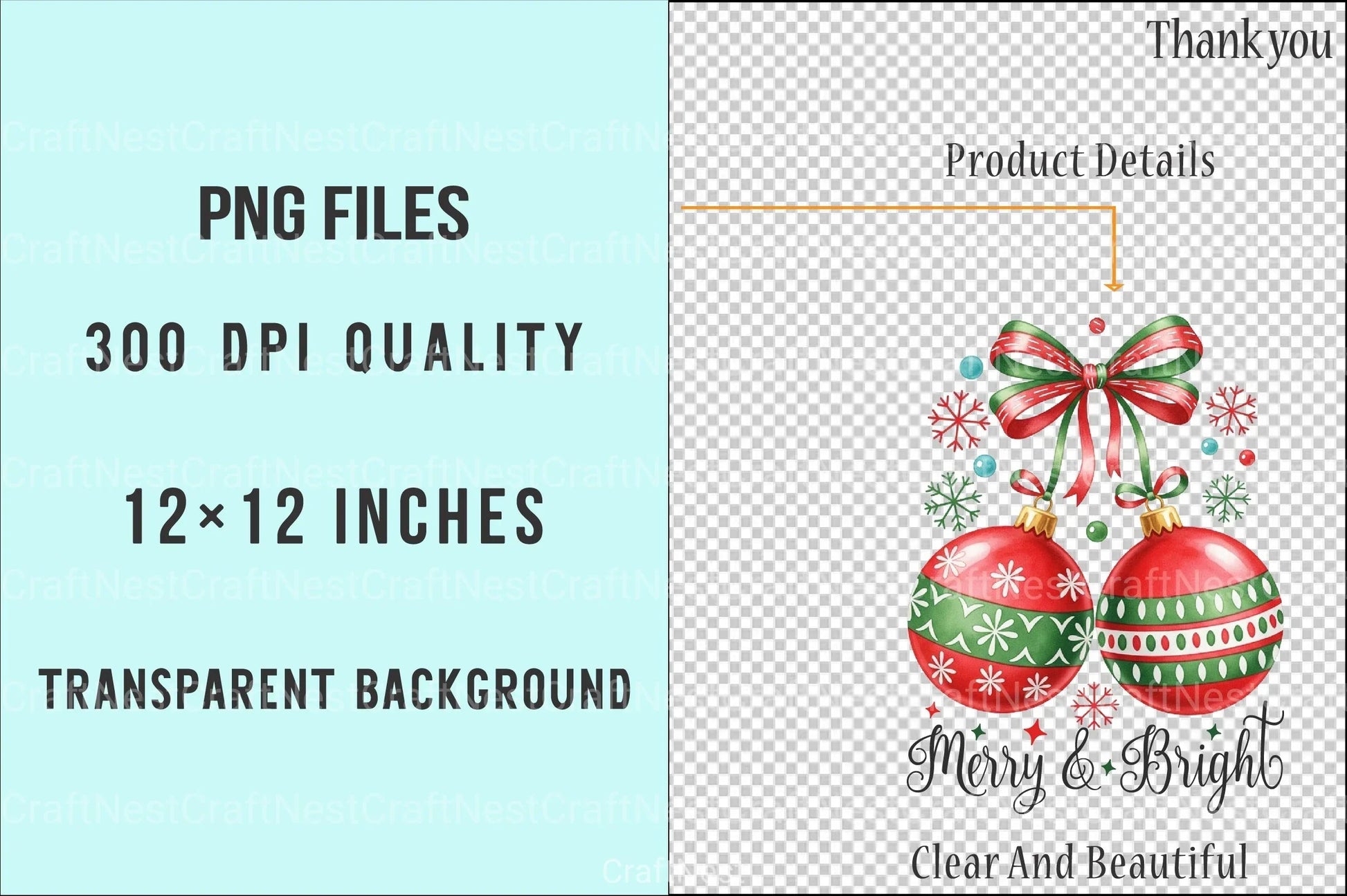 Merry & Bright Christmas Bow Cherries Clipart Bundle - CraftNest - Digital Crafting and Art