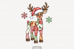 Preppy Patchwork Christmas Reindeer Clipart Bundle - CraftNest - Digital Crafting and Art