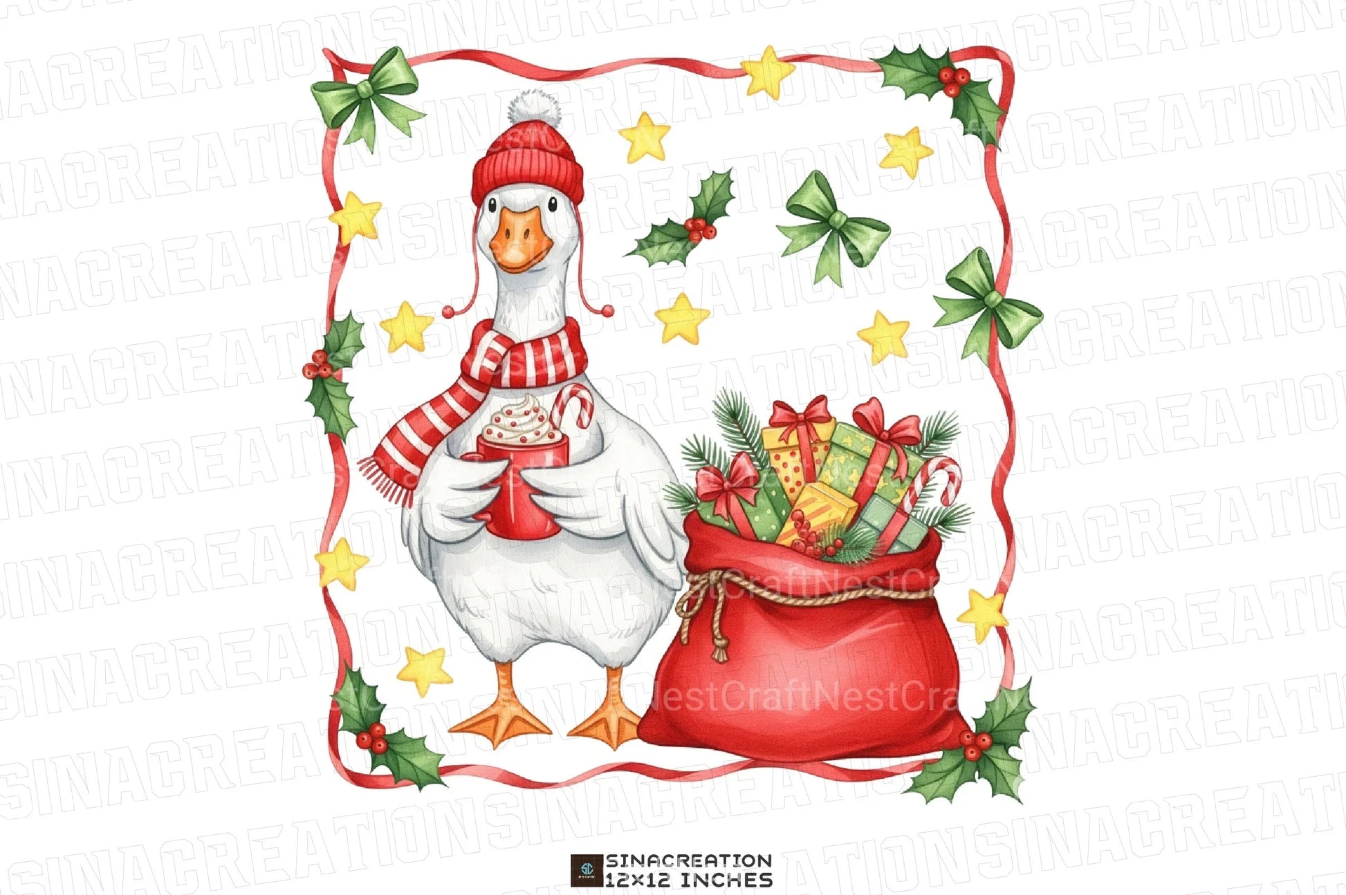 Christmas Goose Clipart Bundle: Cocoa & Gifts - CraftNest - Digital Crafting and Art