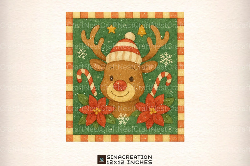 Vintage Christmas Reindeer Clipart Bundle - CraftNest - Digital Crafting and Art