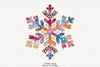 Colorful Glitter Christmas Snowflake Clipart Bundle