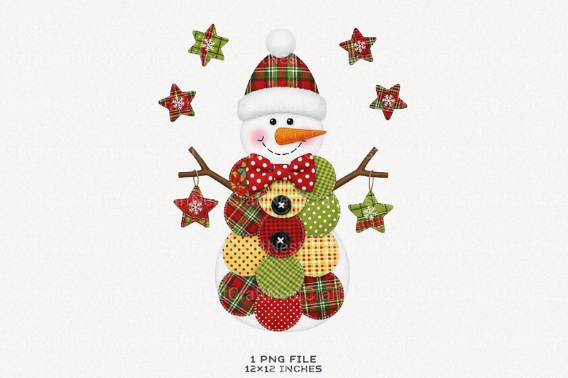 Patchwork Christmas Retro Snowman Clipart Bundle - CraftNest - Digital Crafting and Art