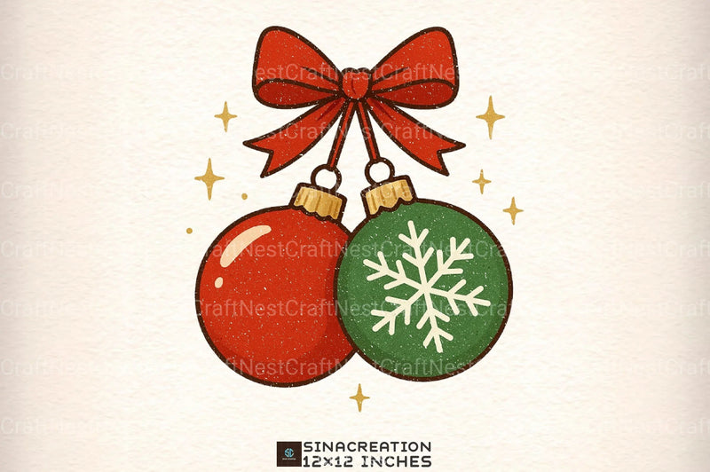 Vintage Christmas Ornament Cherries Clipart Bundle - CraftNest - Digital Crafting and Art