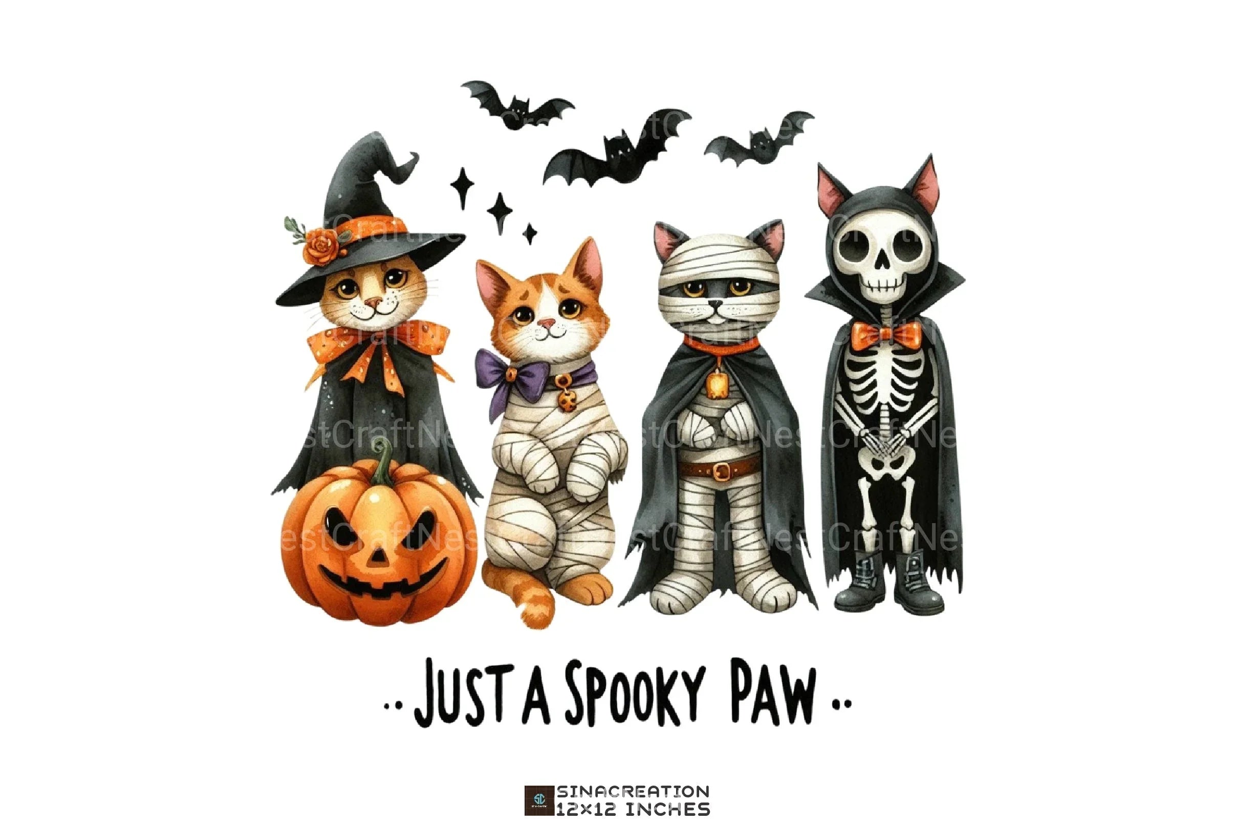 Spooky Halloween Cat Retro Shirt Design Bundle - CraftNest - Digital Crafting and Art