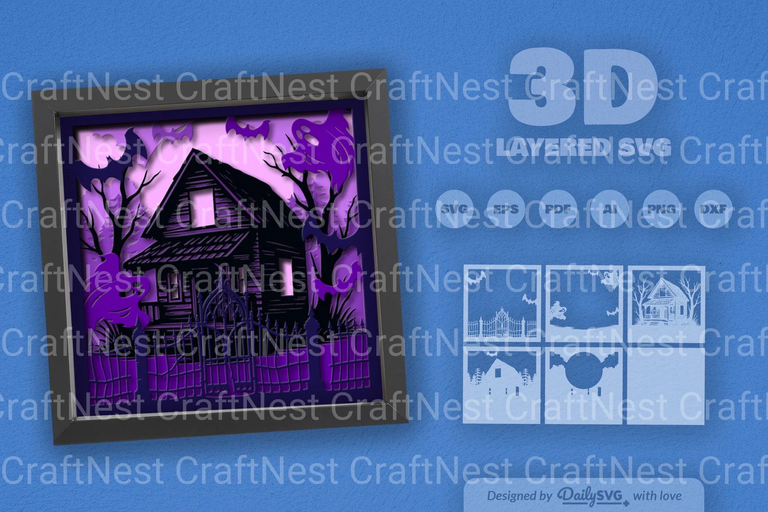 Haunted Cabin 3D Papercut SVG Bundle