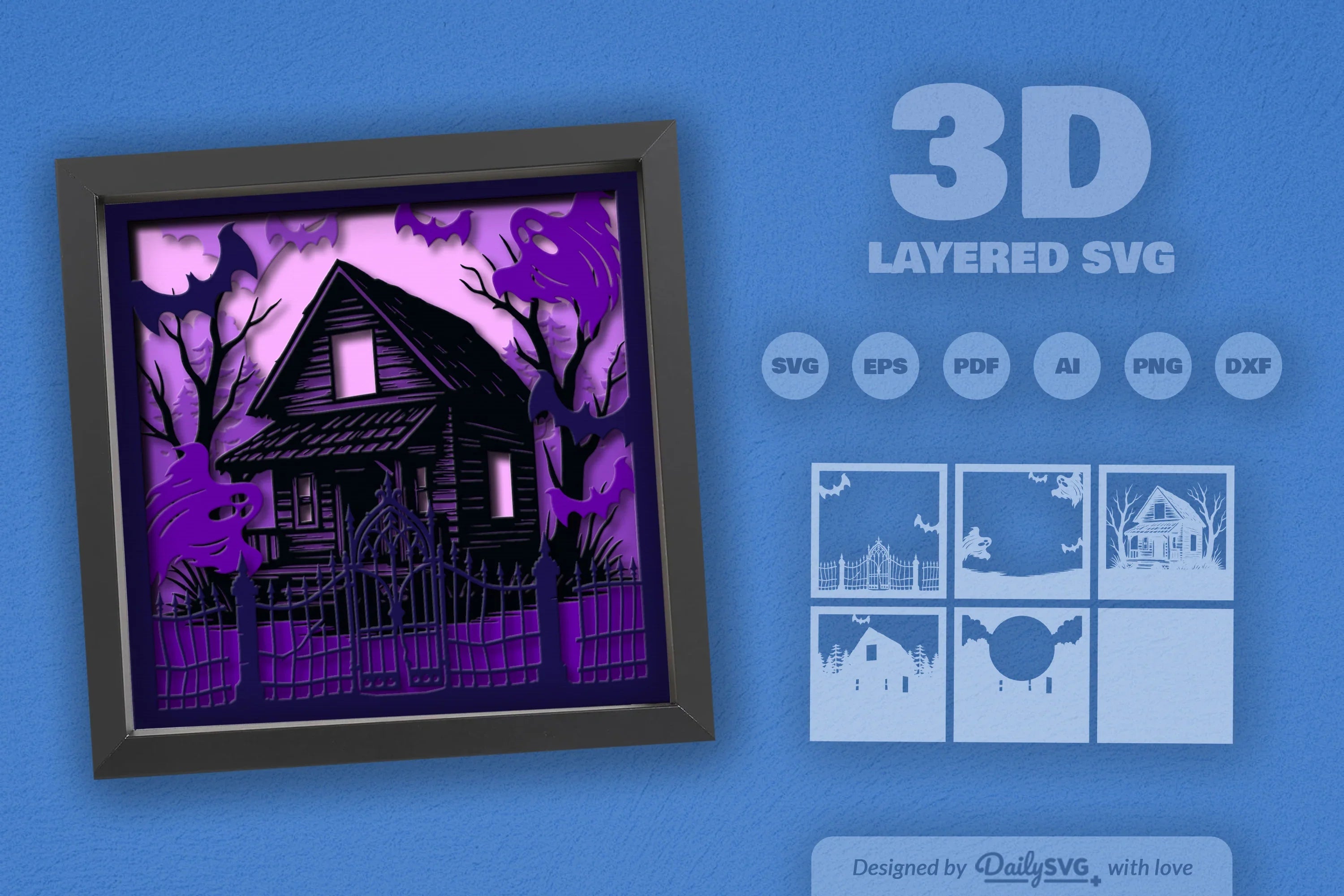 Haunted Cabin 3D Papercut SVG Bundle - CraftNest - Digital Crafting and Art