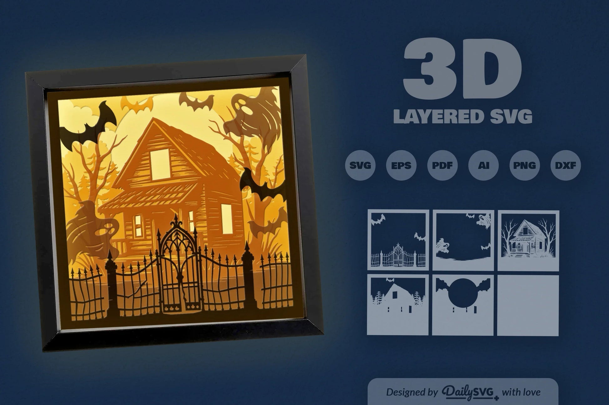 Haunted Cabin 3D Papercut SVG Bundle - CraftNest - Digital Crafting and Art