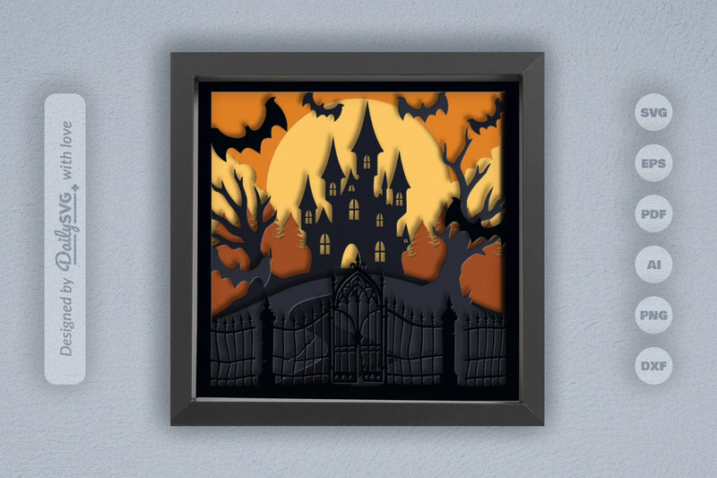 Haunted Castle 3D Papercut SVG Bundle - CraftNest - Digital Crafting and Art