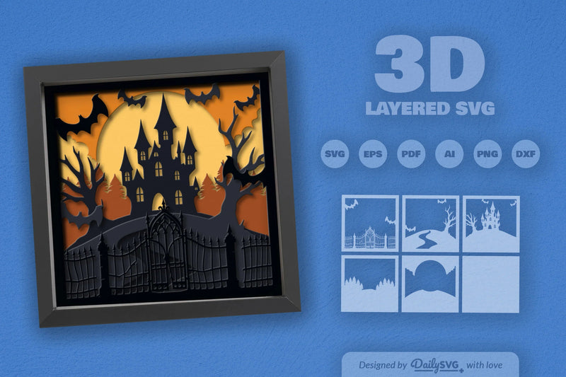 Haunted Castle 3D Papercut SVG Bundle - CraftNest - Digital Crafting and Art