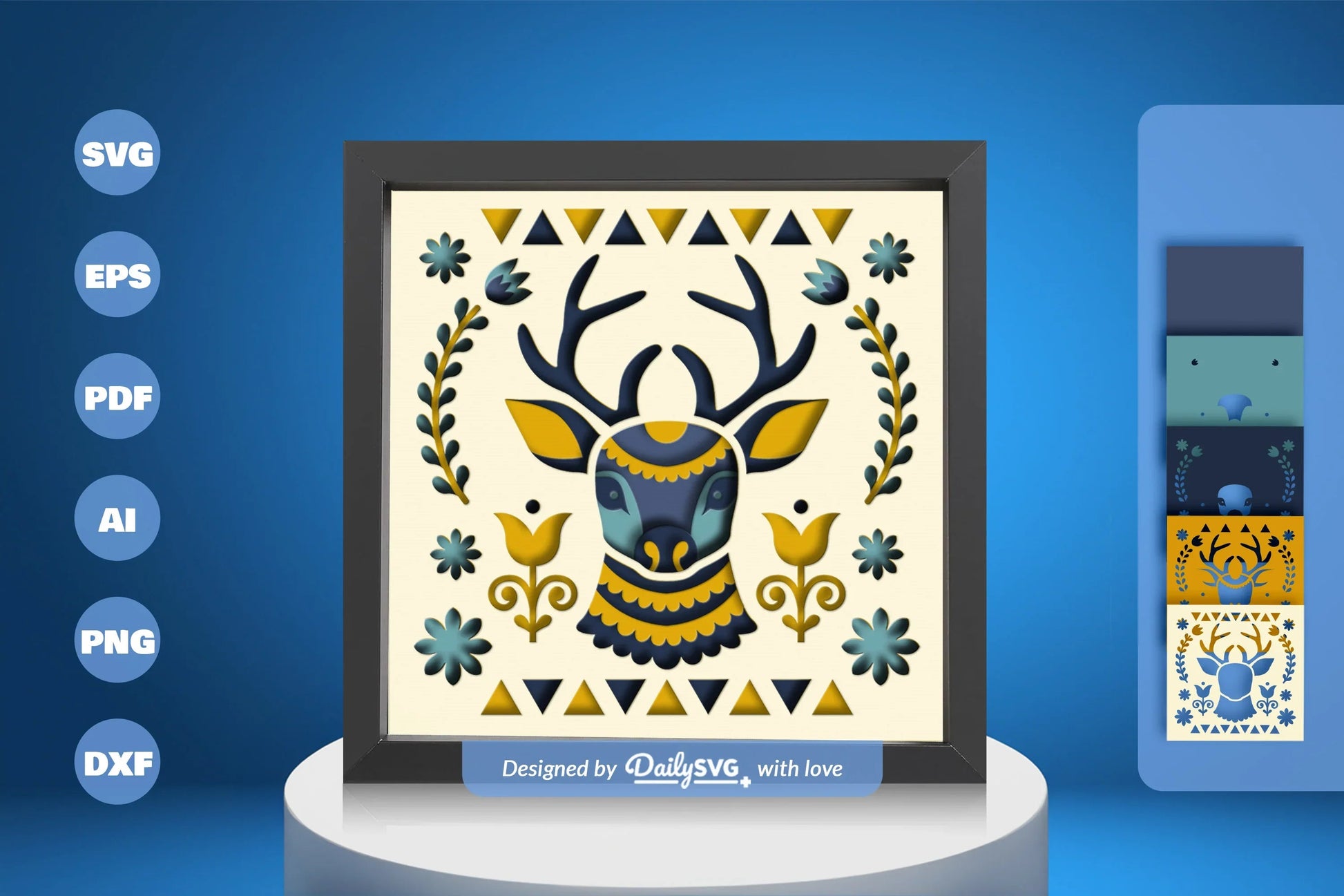 Deer Folk Art Papercut SVG Bundle 1 - CraftNest - Digital Crafting and Art