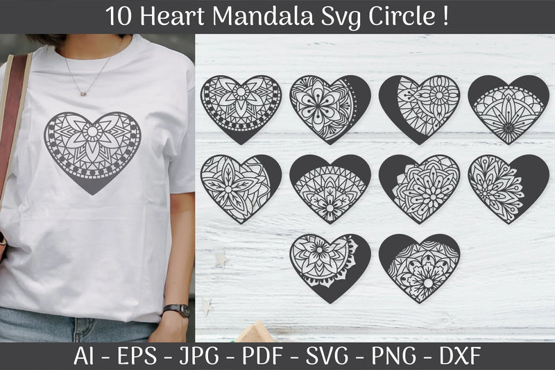 Heart Mandala Frame SVG Bundle - CraftNest - Digital Crafting and Art