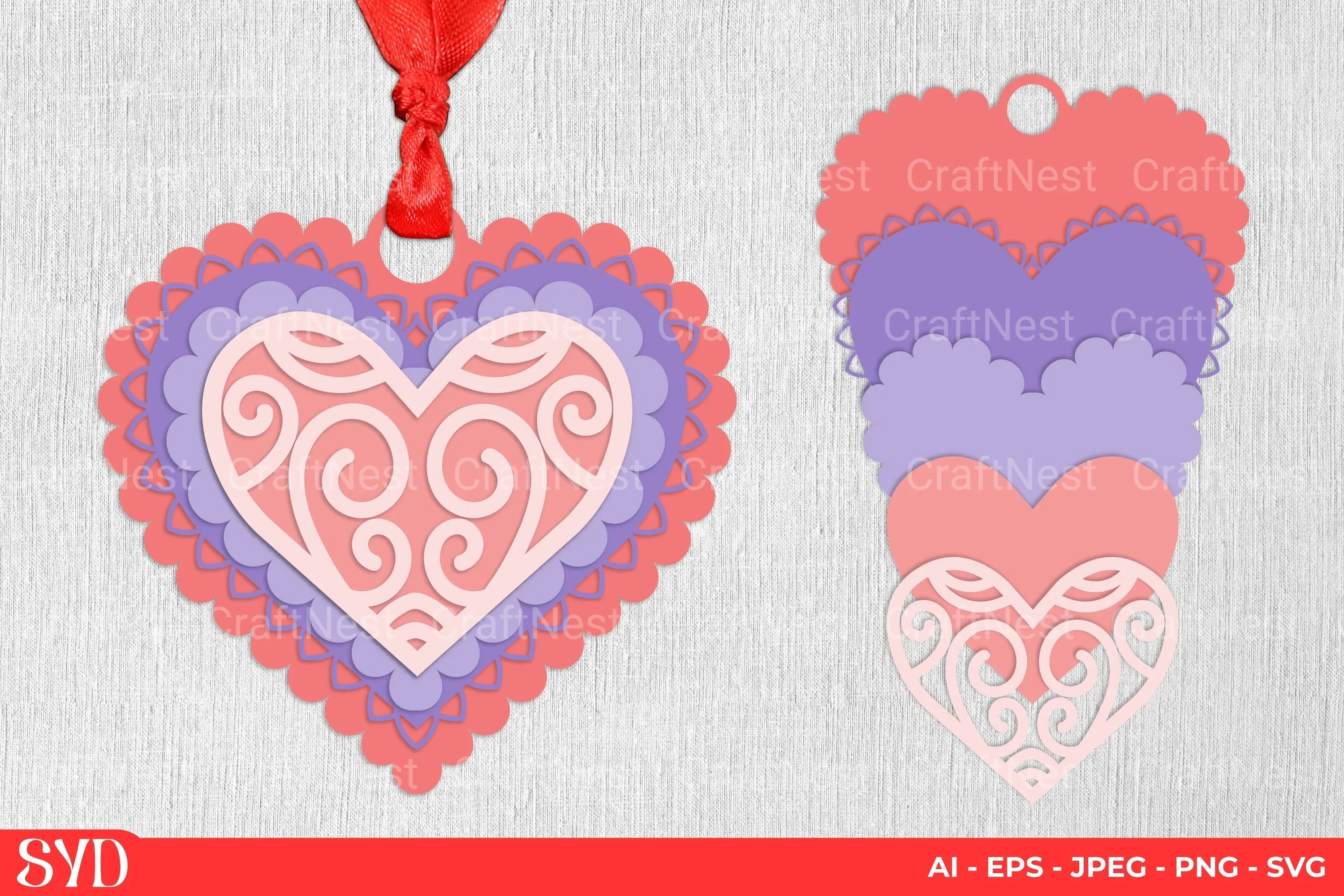 Heart 3D Layered Papercut Clipart Bundle - CraftNest - Digital Crafting and Art