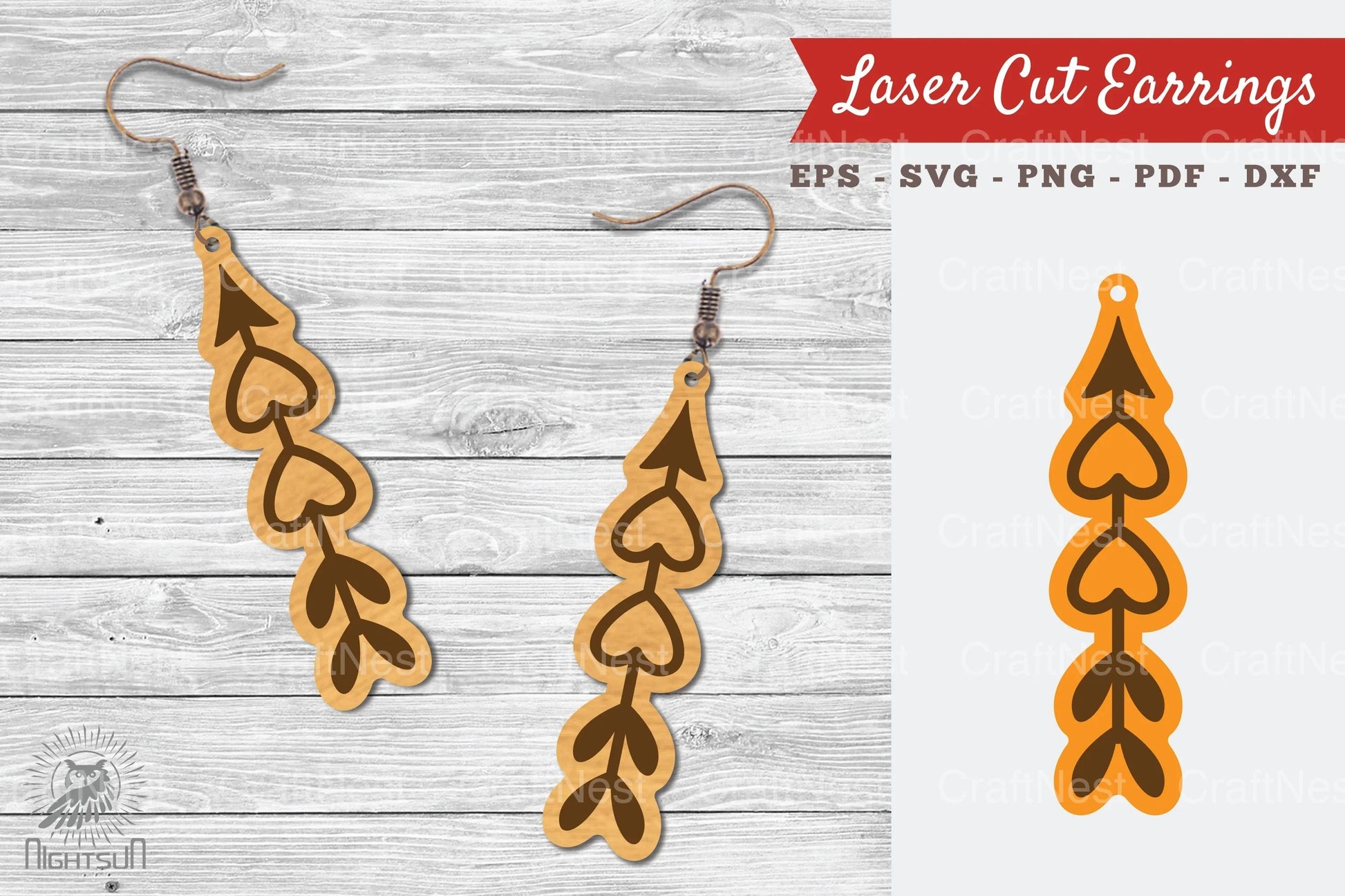 Heart Arrow Laser Cut Earrings SVG Bundle - CraftNest - Digital Crafting and Art