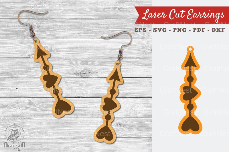 Heart Arrow Laser Cut Earrings SVG Bundle - CraftNest - Digital Crafting and Art