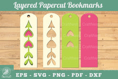 Heart Arrow Layered Papercut Bookmark Clipart Bundle - CraftNest - Digital Crafting and Art