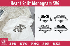 Heart Arrow Split Monogram SVG Design Bundle - CraftNest - Digital Crafting and Art