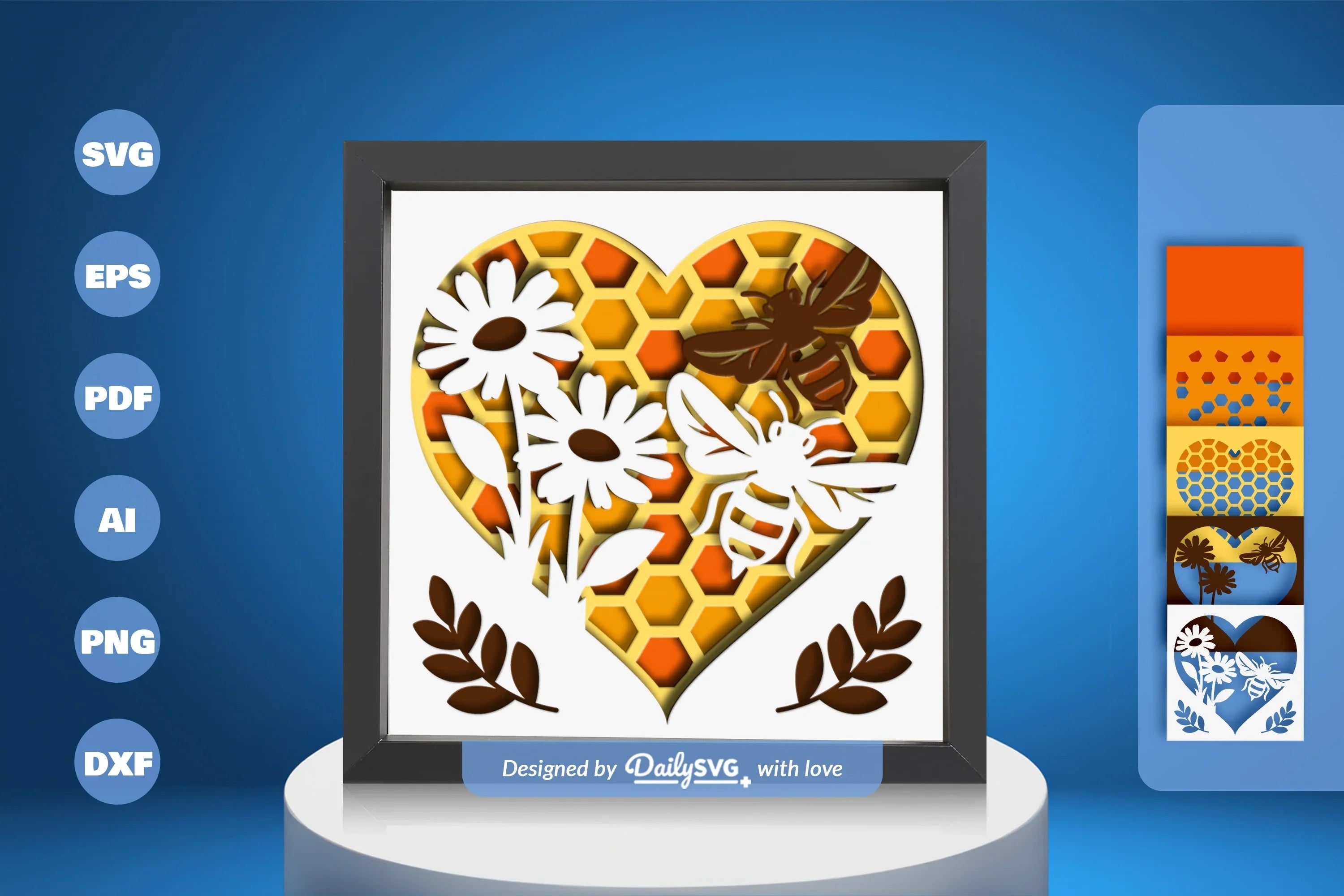 Heart Bee Hive Papercut SVG Bundle - CraftNest - Digital Crafting and Art
