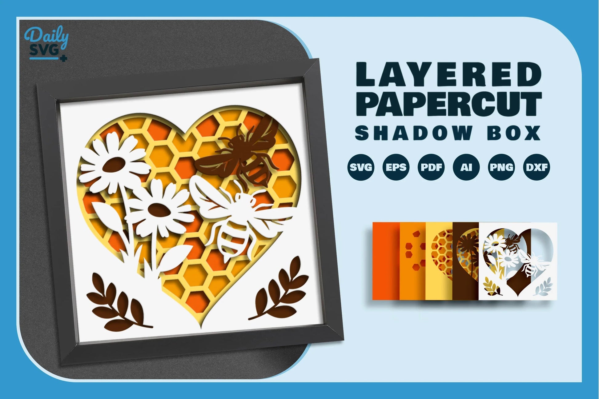 Heart Bee Hive Papercut SVG Bundle - CraftNest - Digital Crafting and Art