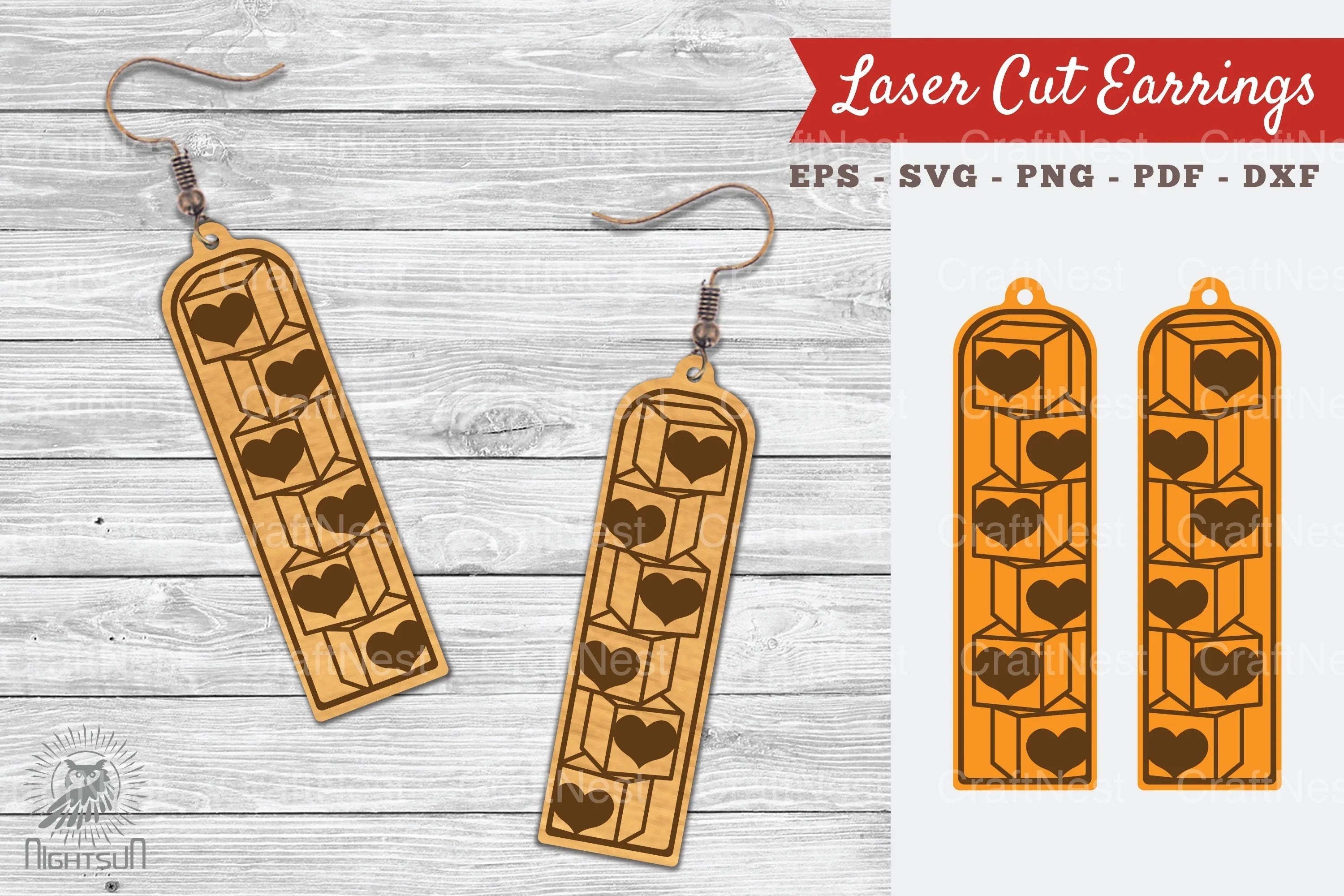 Heart Box Laser Cut Earrings SVG Design Bundle - CraftNest - Digital Crafting and Art