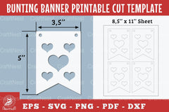 Heart Bunting Banner Printable Template Bundle - CraftNest - Digital Crafting and Art