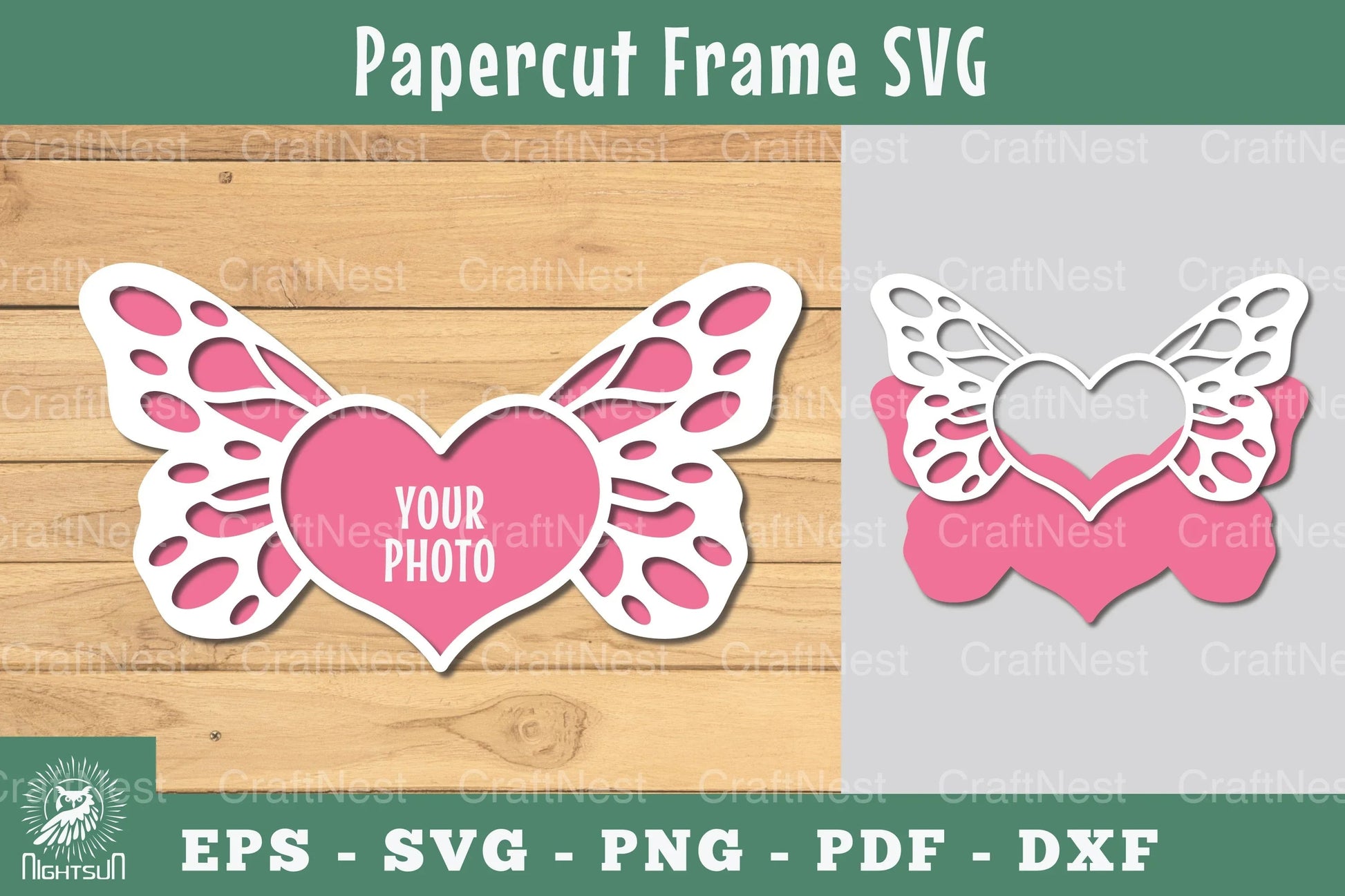 Heart Butterfly Papercut Frame SVG Bundle - CraftNest - Digital Crafting and Art