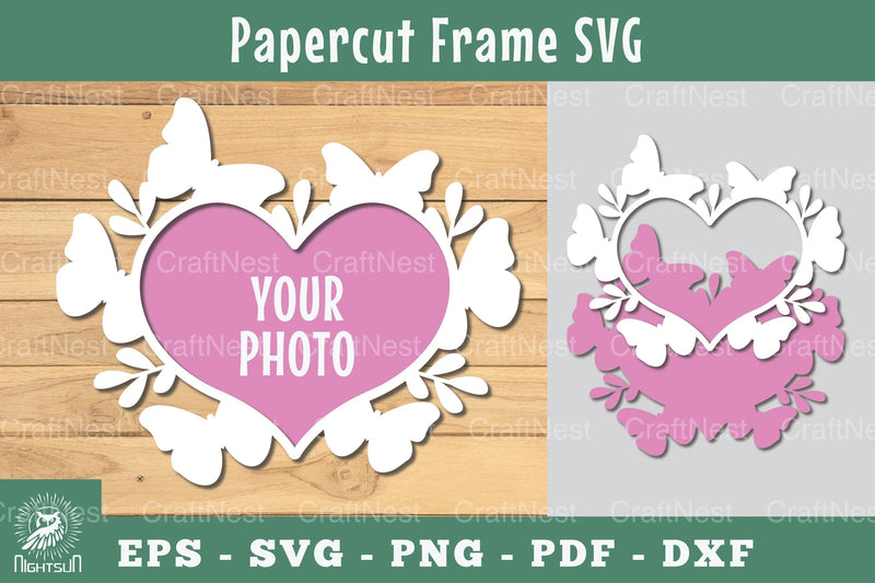 Heart Butterfly Papercut Frame Clipart Bundle - CraftNest - Digital Crafting and Art