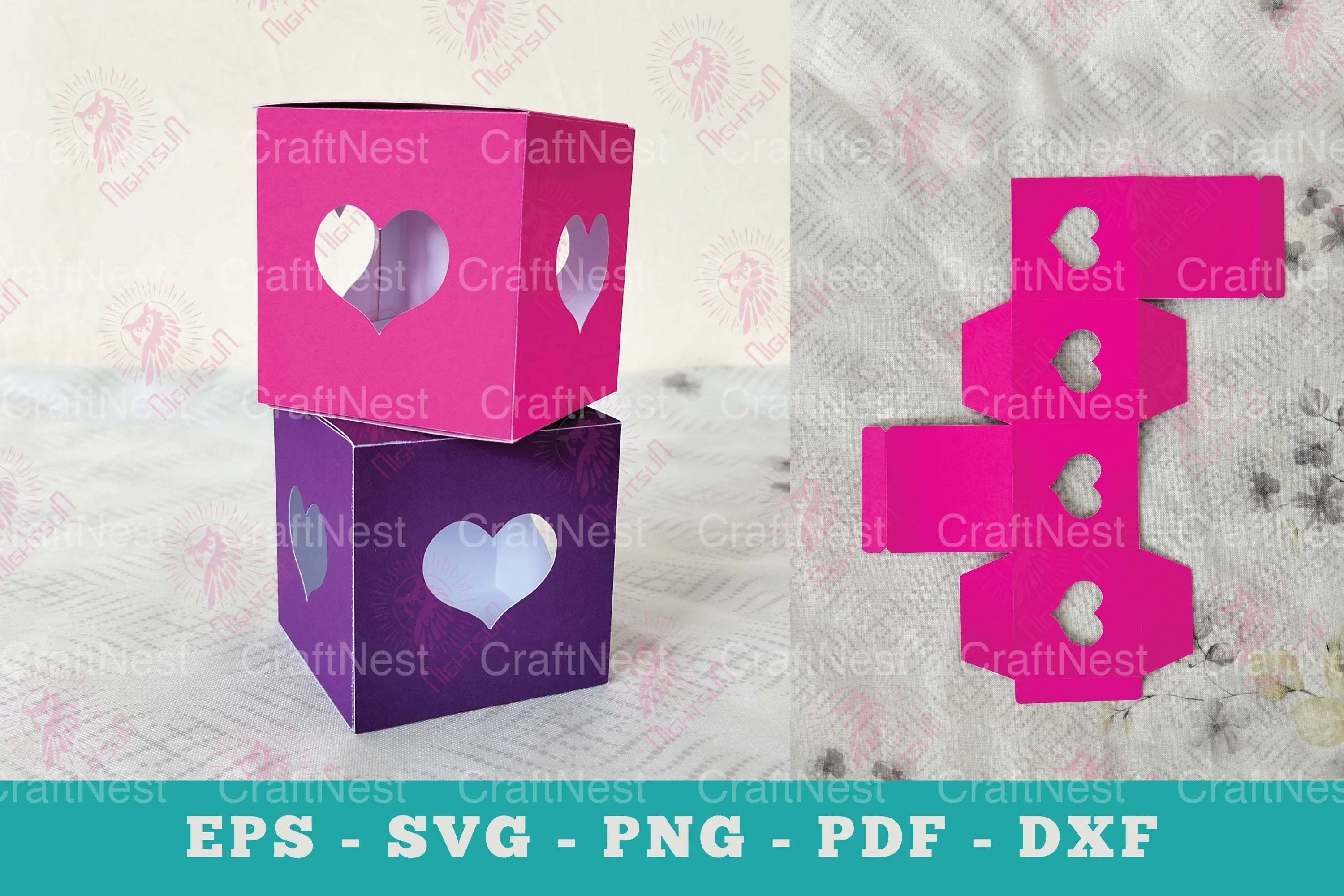 Heart Cube Box Papercut Craft Clipart Bundle - CraftNest - Digital Crafting and Art
