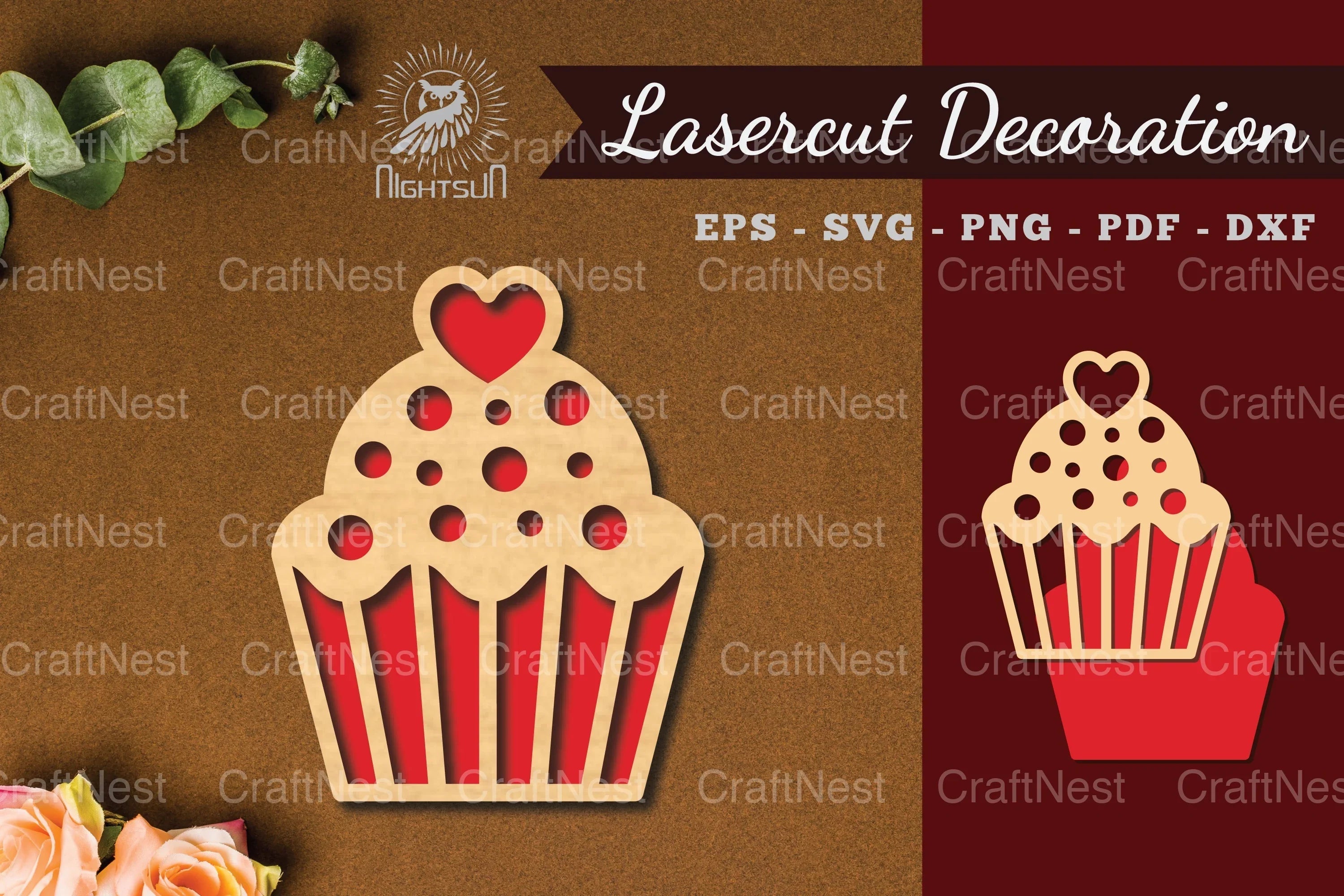 Heart Cupcake Laser Cut Decoration Clipart Bundle - CraftNest - Digital Crafting and Art
