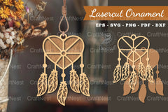 Heart Dreamcatcher Laser Cut Ornament Clipart Bundle - CraftNest - Digital Crafting and Art