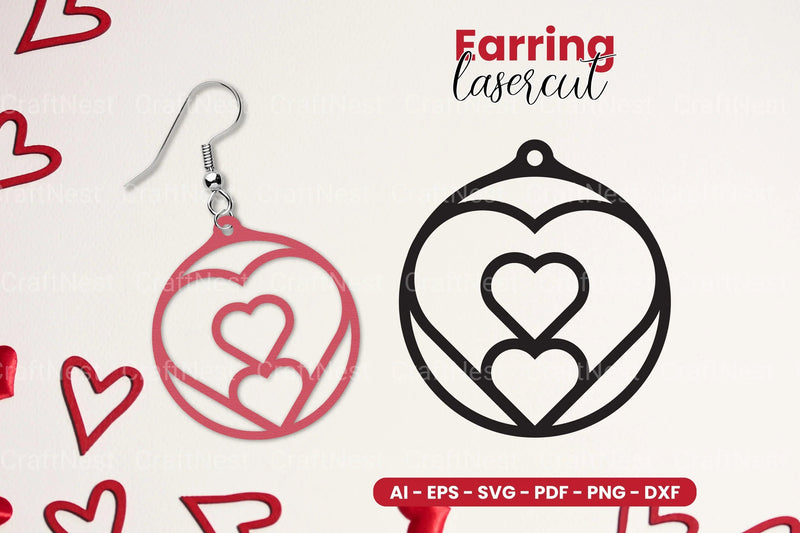 Heart Earring Laser Cut SVG Bundle - CraftNest - Digital Crafting and Art