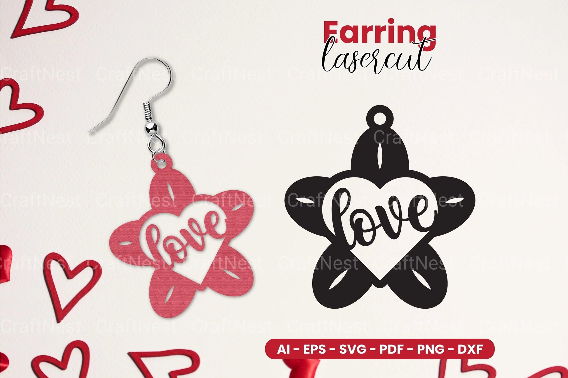 Heart Earring Laser Cut SVG Bundle - CraftNest - Digital Crafting and Art