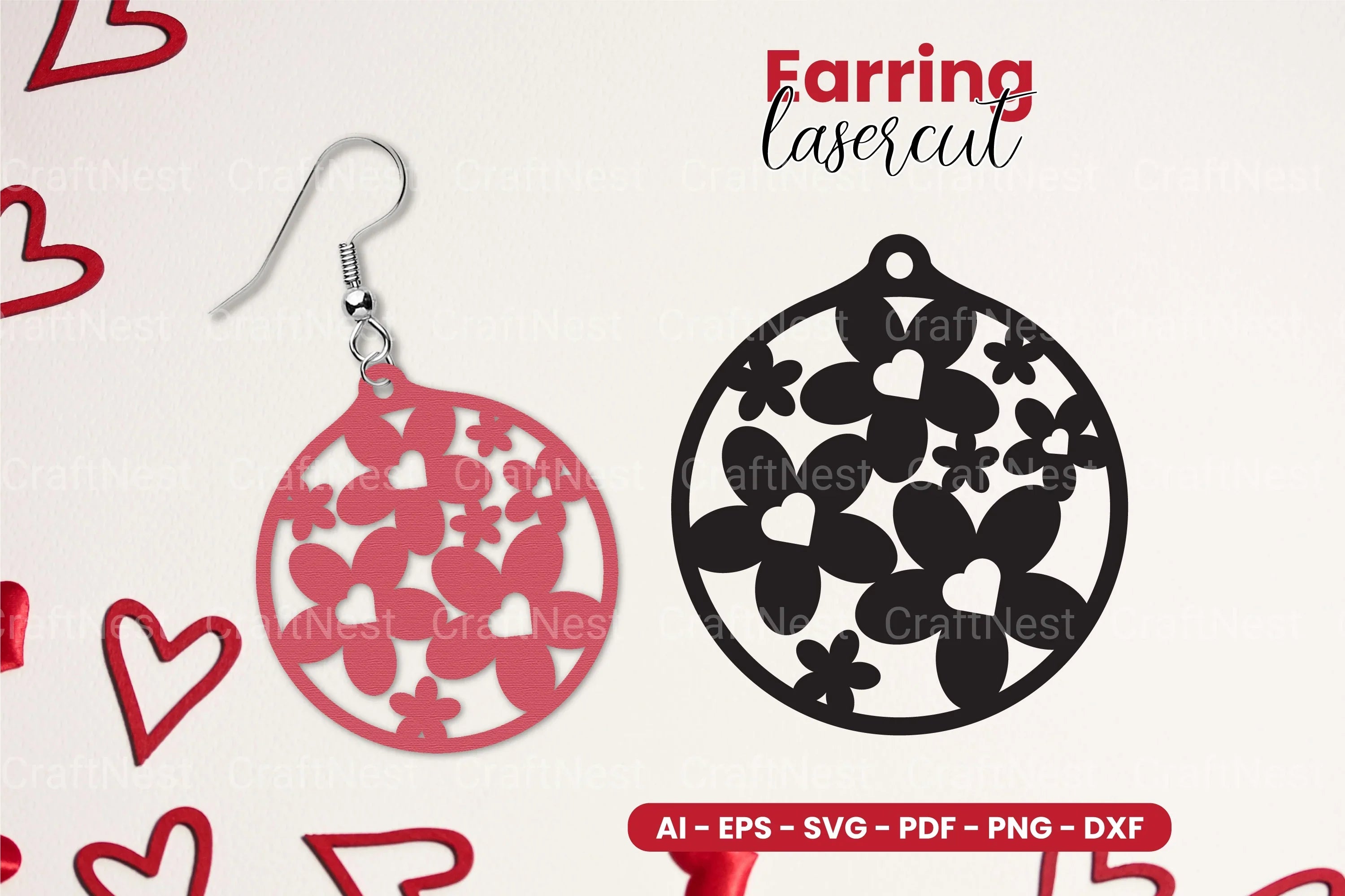 Heart Earring Laser Cut SVG Bundle - CraftNest - Digital Crafting and Art