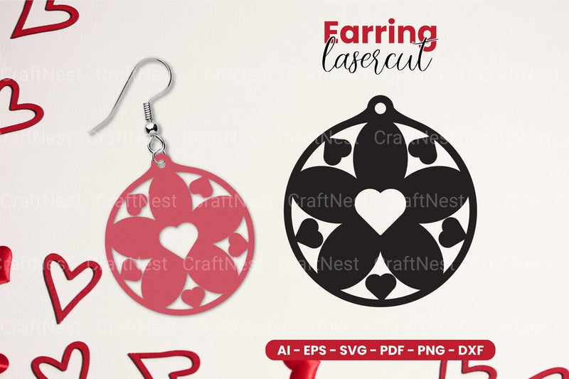 Heart Earring Laser Cut SVG Bundle Clipart - CraftNest - Digital Crafting and Art