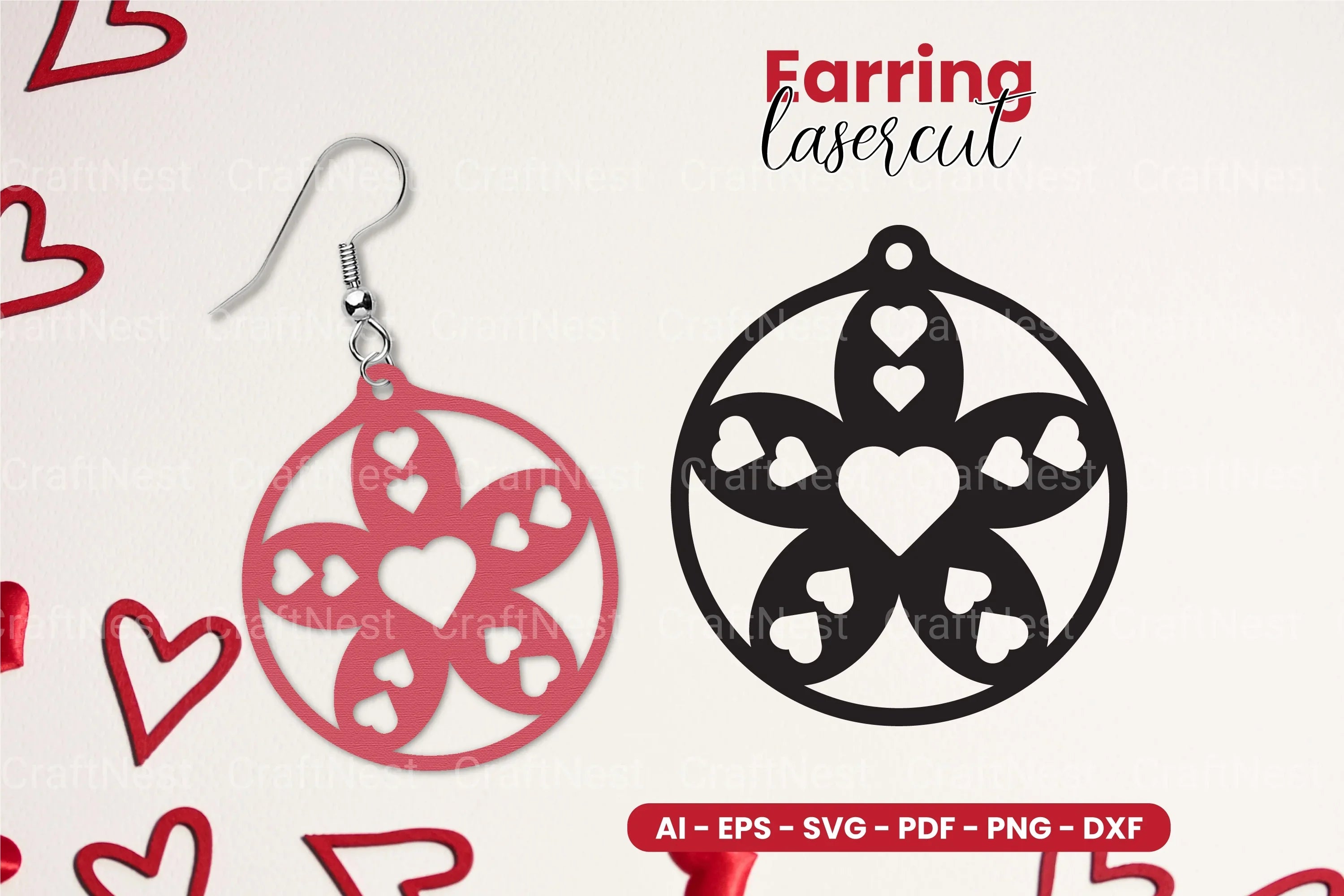 Heart Earring Laser Cut SVG Bundle - CraftNest - Digital Crafting and Art