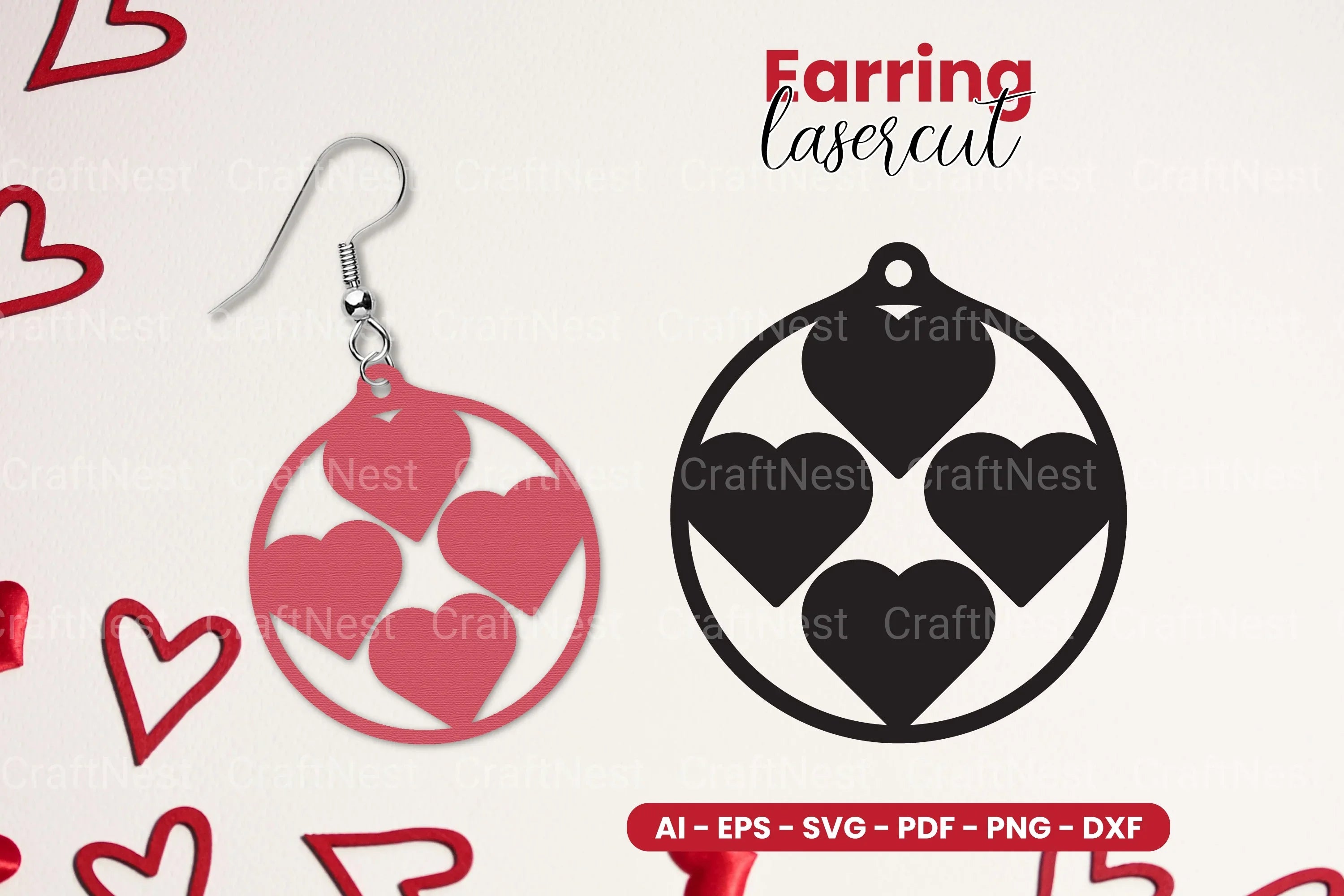 Heart Earring Laser Cut SVG Bundle - CraftNest - Digital Crafting and Art