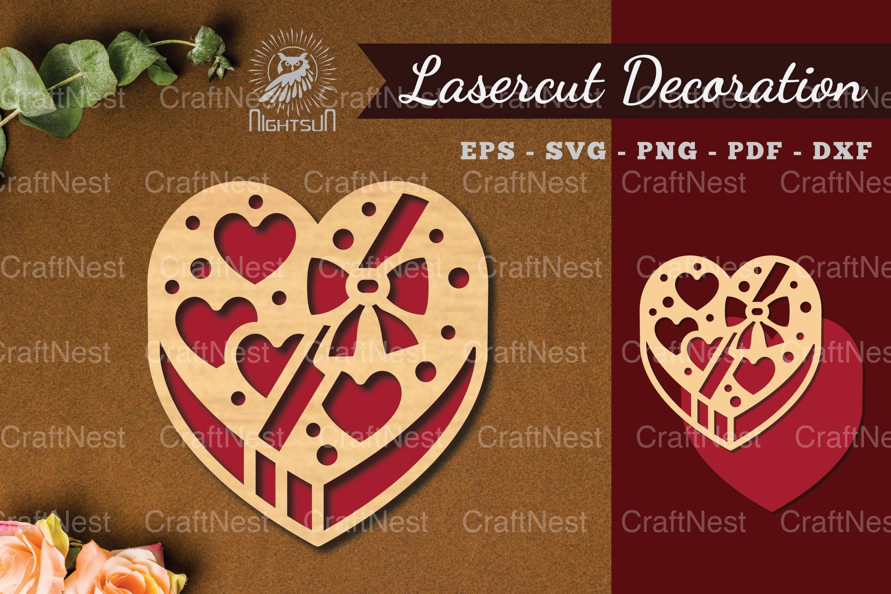 Heart Gift Box Laser Cut Decoration Clipart Bundle - CraftNest - Digital Crafting and Art